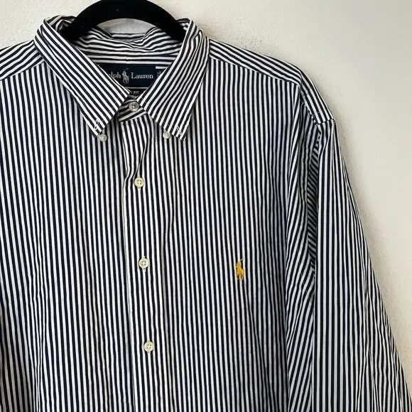 Vintage Polo Ralph Lauren Striped Long Sleeve Dress Shirt Sz XXL Preppy Office - Picture 3 of 8